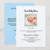 Gepersonaliseerde Baby Memorial Service Uitnodigin Aankondiging (Voorkant / Achterkant)