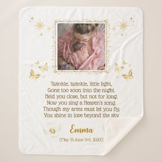 Gepersonaliseerde Baby Memorial Sherpa Blanket Deken (Voorkant)