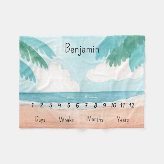 Gepersonaliseerde Baby mijlpaal Fleece Deken (Voorkant (Horizontaal))