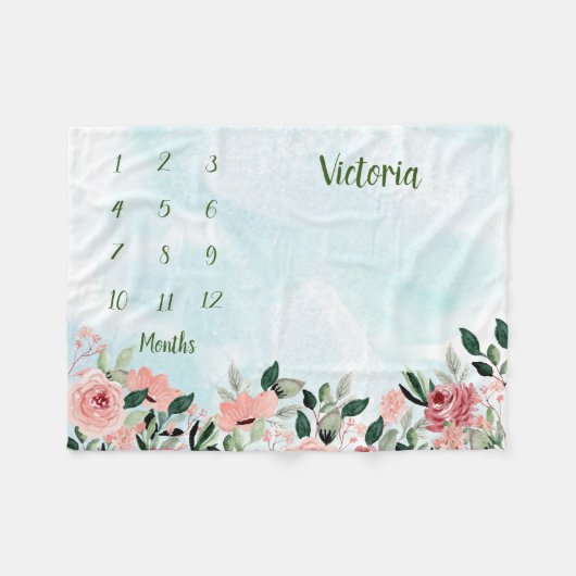 Gepersonaliseerde Baby mijlpaal Fleece Deken (Voorkant (Horizontaal))