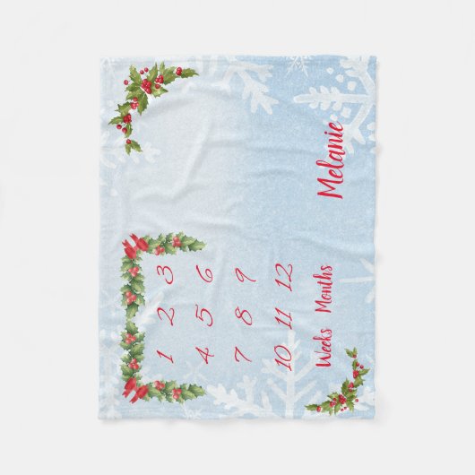 Gepersonaliseerde Baby mijlpaal Fleece Deken (Voorkant)