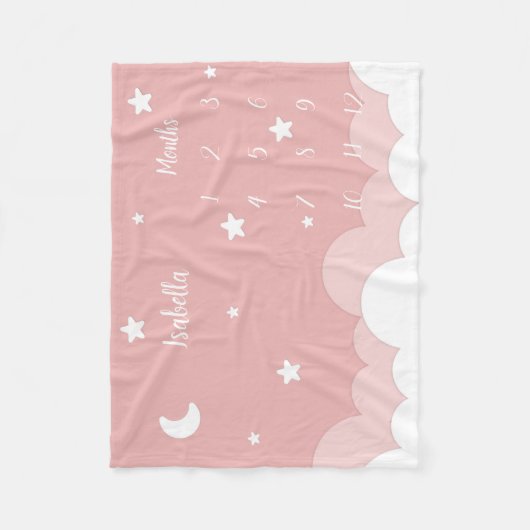 Gepersonaliseerde Baby mijlpaal Fleece Deken (Voorkant)
