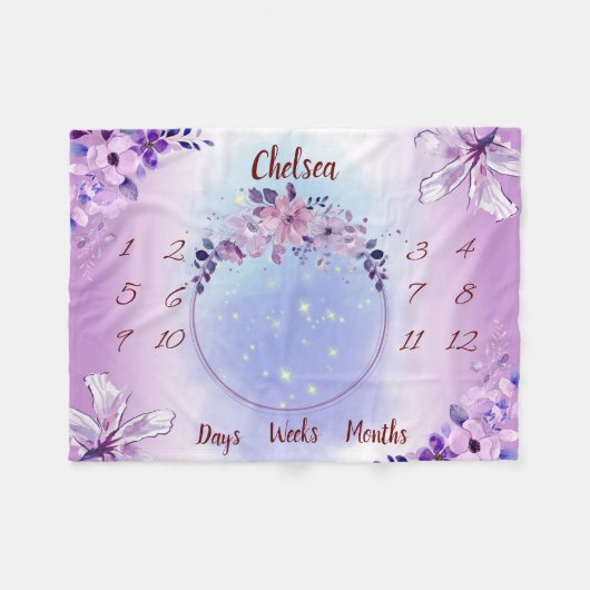 Gepersonaliseerde Baby mijlpaal Fleece Deken (Voorkant (Horizontaal))