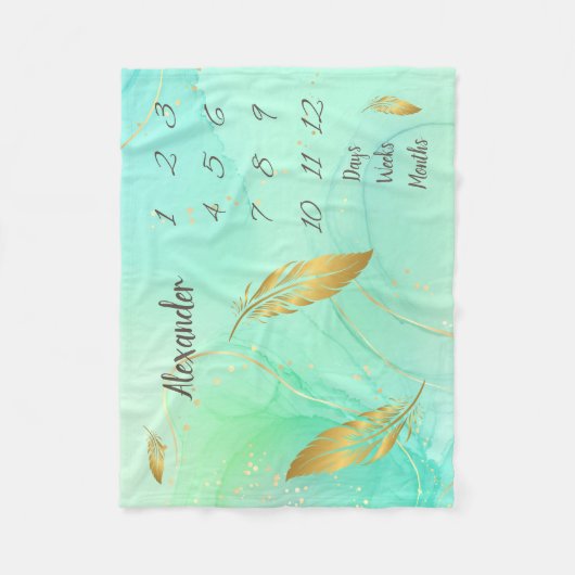 Gepersonaliseerde Baby mijlpaal Fleece Deken (Voorkant)