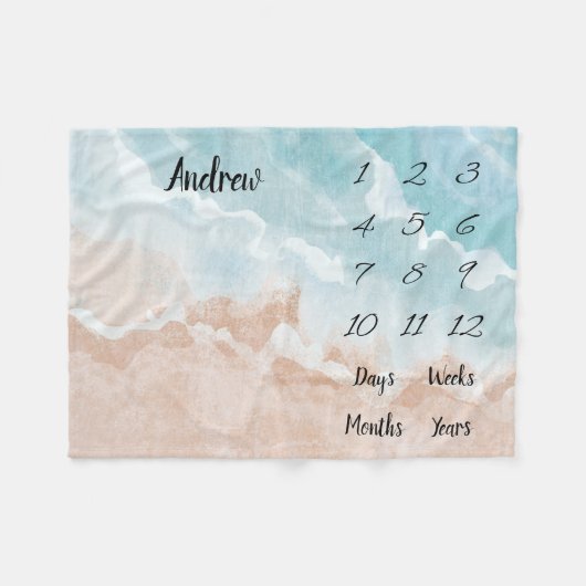 Gepersonaliseerde Baby mijlpaal Fleece Deken (Voorkant (Horizontaal))