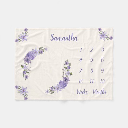 Gepersonaliseerde Baby mijlpaal Fleece Deken (Voorkant (Horizontaal))