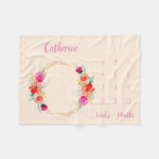 Gepersonaliseerde Baby mijlpaal Fleece Deken