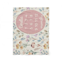 Gepersonaliseerde Baby Milestone Deken Meisje Bloe