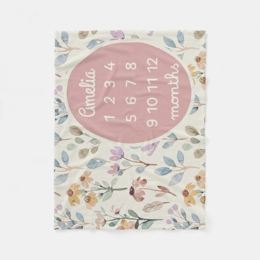 Gepersonaliseerde Baby Milestone Deken Meisje Bloe (Voorkant)