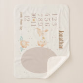 Gepersonaliseerde Baby Milestone Konijn Genderneut Sherpa Deken (Voorkant)