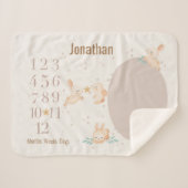 Gepersonaliseerde Baby Milestone Konijn Genderneut Sherpa Deken (Voorkant (horizontaal))