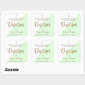 Gepersonaliseerde Baby mint groene doop dank u Vierkante Sticker (Vel)