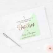 Gepersonaliseerde Baby mint groene doop dank u Vierkante Sticker (Envelop)