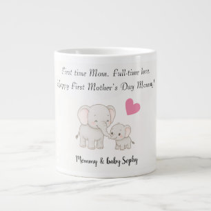 Gepersonaliseerde Baby & moeder olifant met hart - Grote Koffiekop