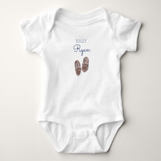 Gepersonaliseerde Baby naam Baby Jongensschoenen Romper (Voorkant)