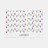 Gepersonaliseerde Baby Naam Kleurrijke kerstverlic Fleece Deken (Voorkant (Horizontaal))