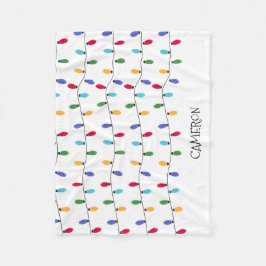 Gepersonaliseerde Baby Naam Kleurrijke kerstverlic Fleece Deken