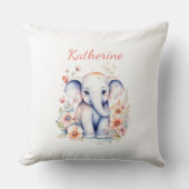Gepersonaliseerde Baby olifant kinderkamer Kussen (Voorkant)