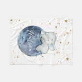 Gepersonaliseerde Baby Olifant op Maan | 30x40 fle Fleece Deken (Voorkant (Horizontaal))