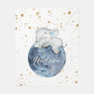 Gepersonaliseerde Baby Olifant op Maan   50x60 fle Fleece Deken