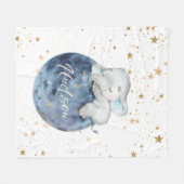 Gepersonaliseerde Baby Olifant op Maan | 50x60 fle Fleece Deken (Voorkant (Horizontaal))
