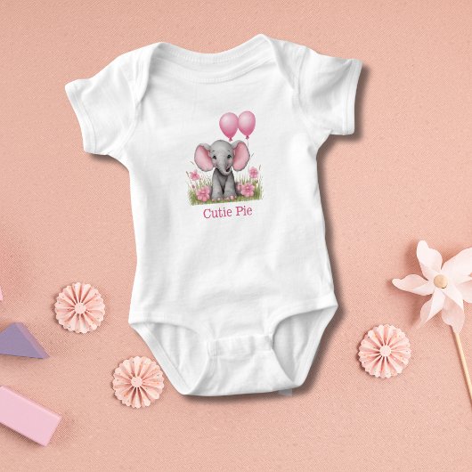 Gepersonaliseerde Baby Olifant Roze Baby shower Gi Romper