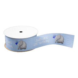 Gepersonaliseerde Baby olifanten 1ste Kind Birthda Grosgrain Lint