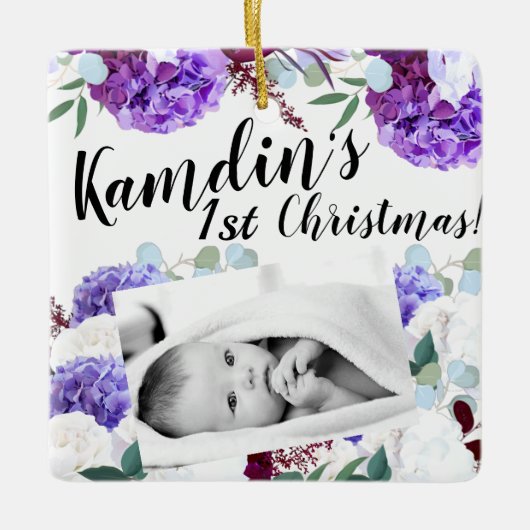 Gepersonaliseerde Baby Ornament Lavendel Hibiscus  (Voorkant)