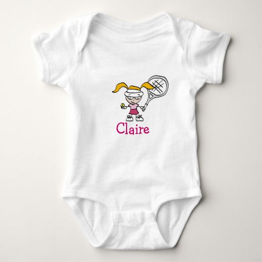 Gepersonaliseerde baby outfit met tennis meisje ca romper (Voorkant)