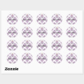 Gepersonaliseerde baby paarse thema doop dank u ronde sticker (Vel)