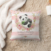 Gepersonaliseerde Baby Panda Pink Floral Nursery Kussen (Deken)