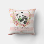 Gepersonaliseerde Baby Panda Pink Floral Nursery Kussen (Achterkant)