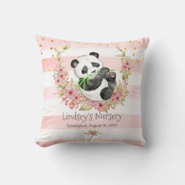 Gepersonaliseerde Baby Panda Pink Floral Nursery Kussen