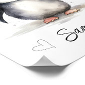 Gepersonaliseerde Baby Penguin Nursery Wall Art Poster (Hoek)