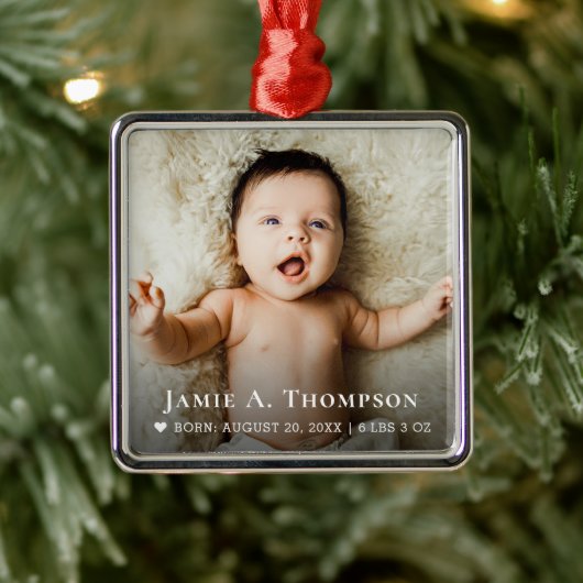 Gepersonaliseerde Baby Photo Keepsake Ornament | C (Boom)
