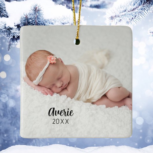 Gepersonaliseerde Baby Photo Portrait 2-zijdig ker Keramisch Ornament