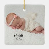 Gepersonaliseerde Baby Photo Portrait 2-zijdig ker Keramisch Ornament (Achterkant)