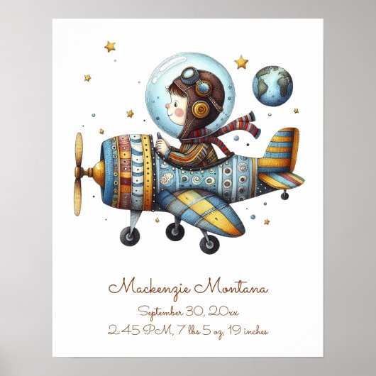 Gepersonaliseerde Baby Room ArtWork Child Flying P Poster (Voorkant)
