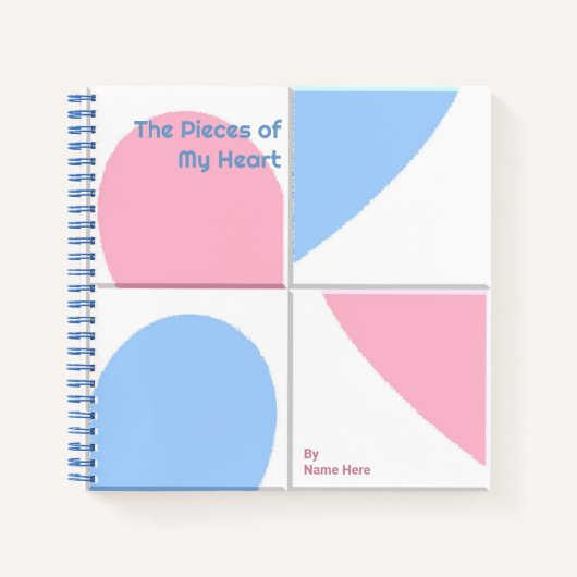 Gepersonaliseerde Baby Roze en Blauw Abstract Hart Notitieboek (Voorkant)