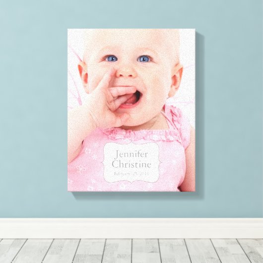 Gepersonaliseerde baby-schilderkunst canvas afdruk (Insitu (Houten vloer))