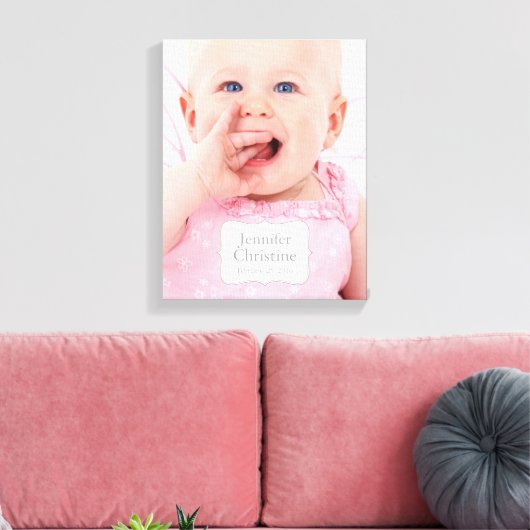 Gepersonaliseerde baby-schilderkunst canvas afdruk (Insitu (Woonkamer))