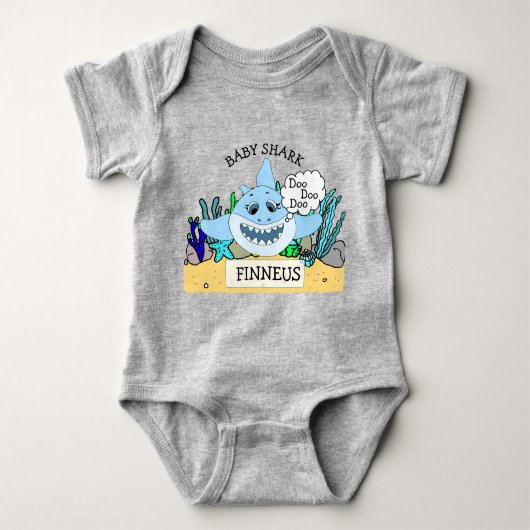 Gepersonaliseerde Baby Shark Baby's Romper (Voorkant)