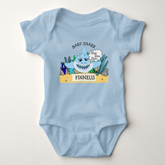 Gepersonaliseerde Baby Shark Baby's Romper (Voorkant)