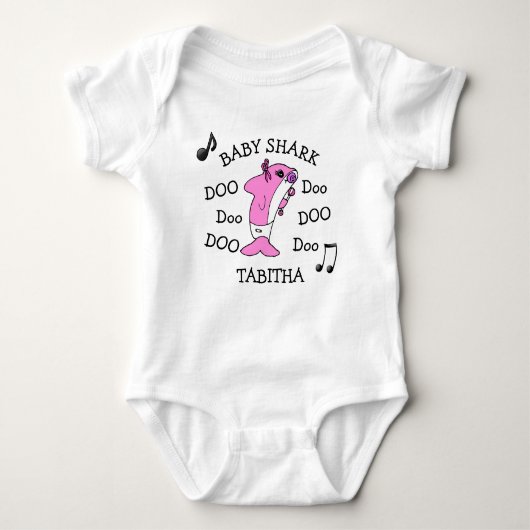 Gepersonaliseerde Baby Shark Baby's Romper (Voorkant)
