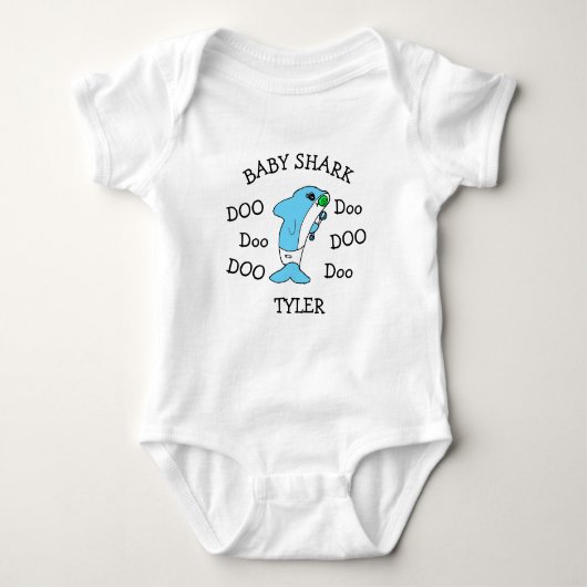 Gepersonaliseerde Baby Shark Baby's Romper (Voorkant)