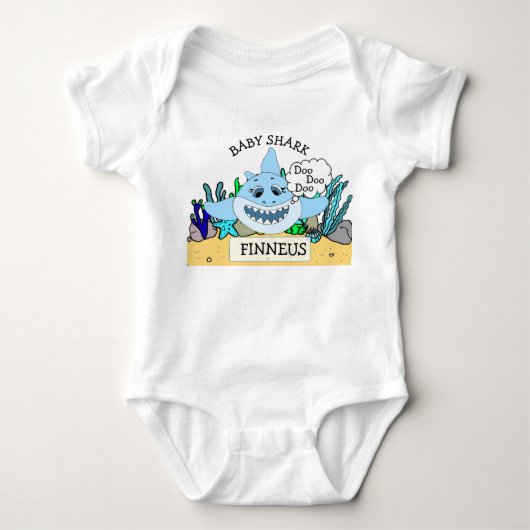 Gepersonaliseerde Baby Shark Baby's Romper (Voorkant)