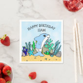 Gepersonaliseerde Baby Shark Birthday Servet (Insitu)
