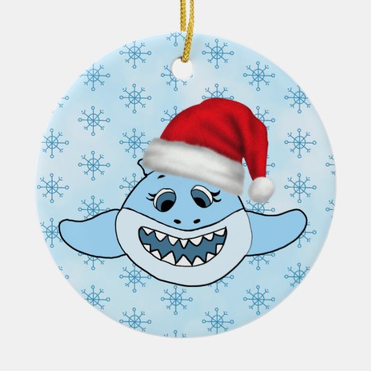 Gepersonaliseerde Baby Shark Family Kerstversierin Keramisch Ornament (Voorkant)