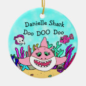 Gepersonaliseerde Baby Shark Family Kerstversierin Keramisch Ornament (Voorkant)