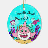 Gepersonaliseerde Baby Shark Family Kerstversierin Keramisch Ornament (Links)